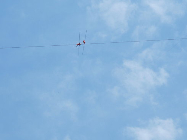 Chinese tightrope walkers at Aizhai briage
