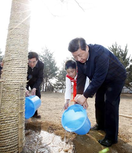 President Xi Plants Trees, Promotes 
