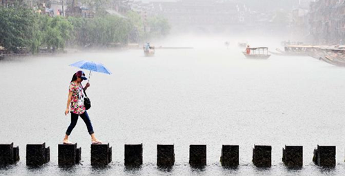 The beautiful Rainy Scenery in Fenghuang Town