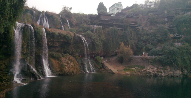 Furong Ancient Town Hanging on Waterfall