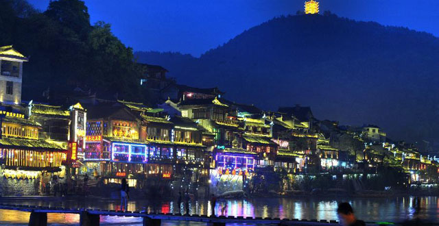 The Beautiful Night View of Ancient Town of Fenghuang