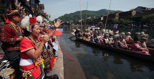 Miao Ethnic Group Celebrates Folk Festival in the Fenghuang ancient city
