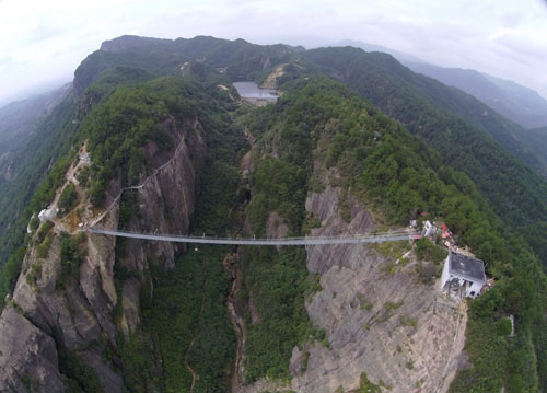 Most Terrifying Glass Bridge Starts Swaying for Tourists in Pingjiang
