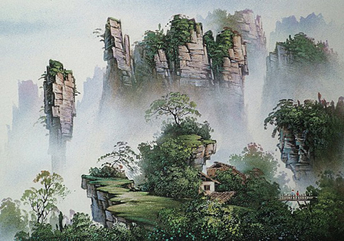 The Sand-stone Painting Stems from Mysterious and Beautiful Zhangjiajie